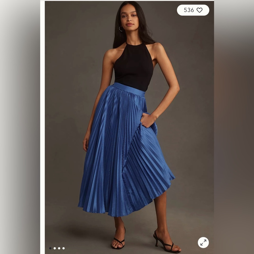 Anthropologie Hutch Pleated Midi Skirt Size S Color Blue